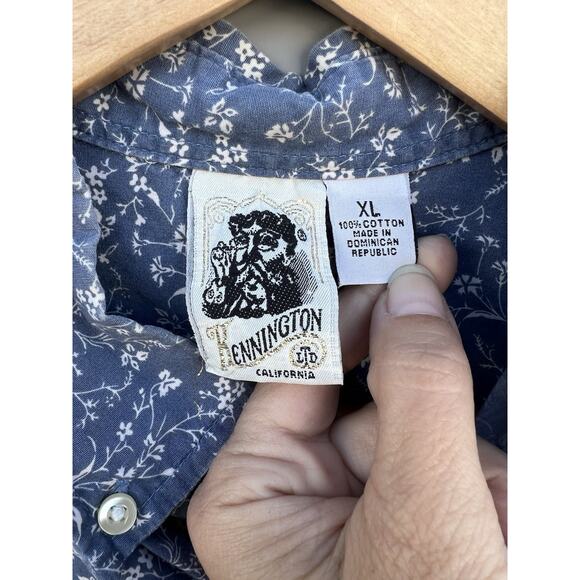 Kennington Shirt Mens XL Button Down Classic Fit Floral Graphics Blue Cotton - Picture 4 of 6